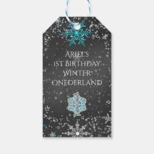 Étiquettes-cadeau Winter ONEderland craie sarcelle et violet Fête pe