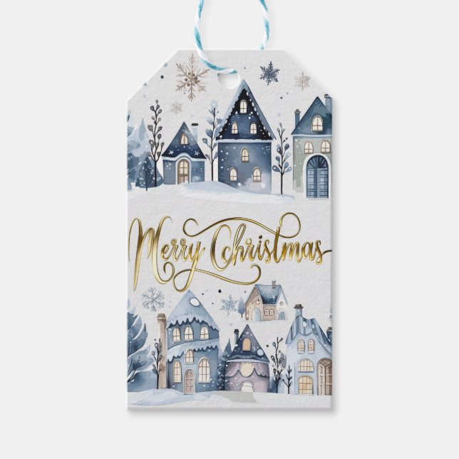 Étiquettes-cadeau Winter Onederland Joyeuses maisons de Noël (Devant)