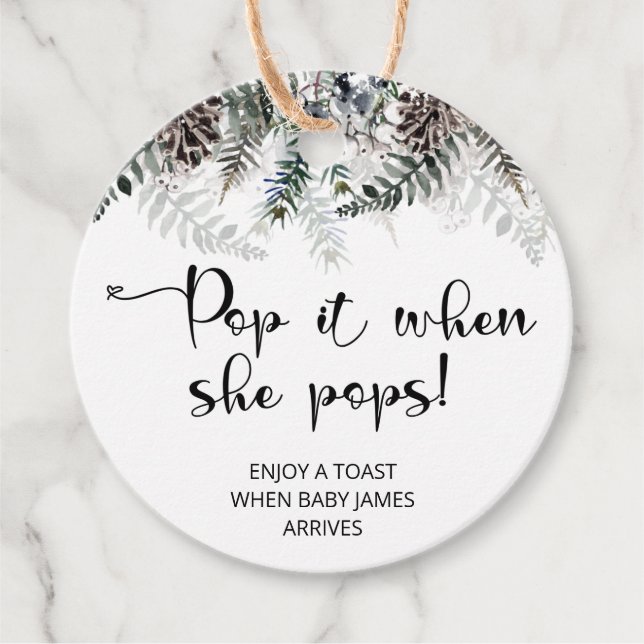 Étiquettes Cadeau Winter Pop it lorsqu'elle popote baby shower Favou (Devant)