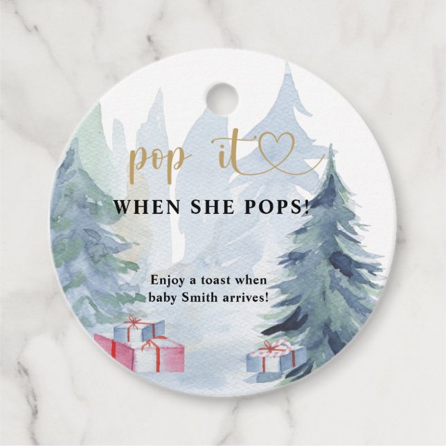 Étiquettes Cadeau Winter Pop it quand elle pop baby shower (Devant)