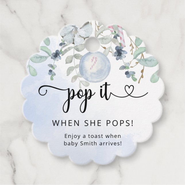 Étiquettes Cadeau Winter Pop it quand elle pop baby shower (Devant)