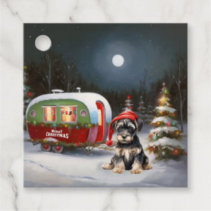 Étiquettes Cadeau Winter Schnauzer Caravan Christmas Adventure