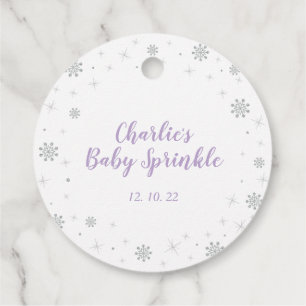 Étiquettes Cadeau Winter Wonderland Argent Purple Girl Baby Sprinky