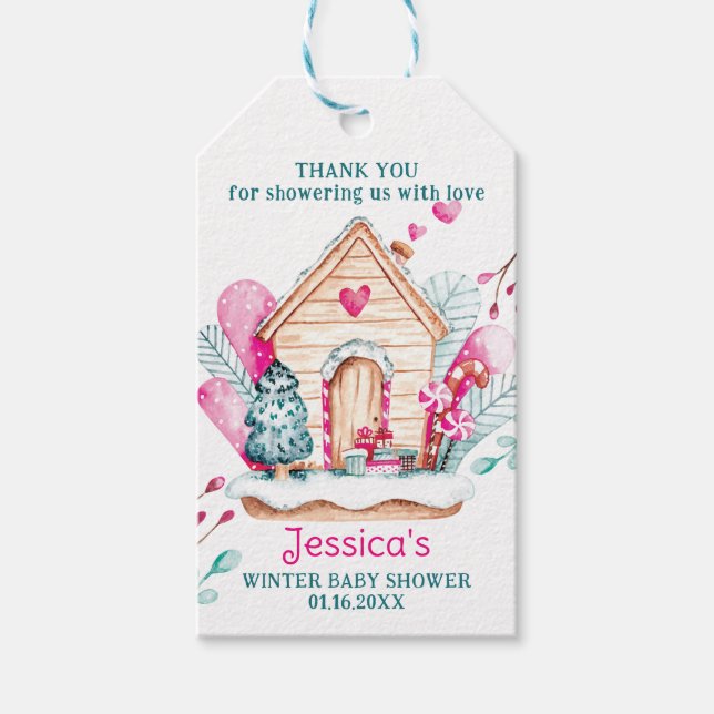 Étiquettes-cadeau Winter Wonderland Baby Shower (Devant)