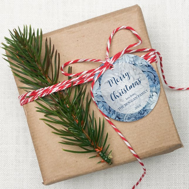 Étiquettes Cadeau Winter Wonderland Bleu gelé motif (Créateur téléchargé)