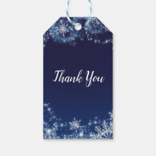 Étiquettes-cadeau Winter Wonderland Blue & White Snowflakes Favorise