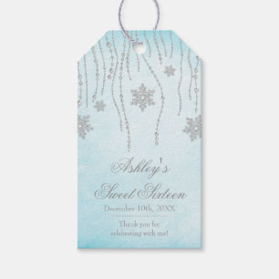Étiquettes-cadeau Winter Wonderland Diamond Snowflakes Sweet 16
