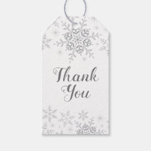 Étiquettes-cadeau Winter Wonderland Snowflake Baby shower Argent