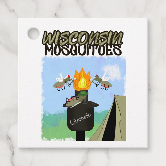 Étiquettes Cadeau Wisconsin Mosquitoes Cartoon (Devant)