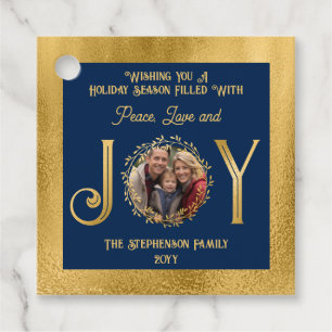Étiquettes Cadeau Wishing You Holiday Season Peace Love and Joy Cade