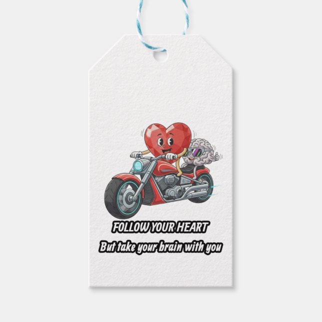 Étiquettes-cadeau witty relationship quote gift heart riding bike (Devant)