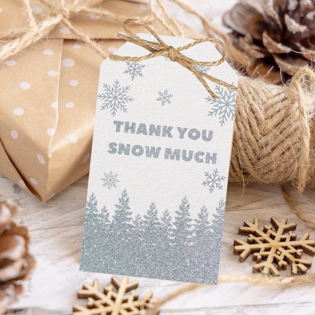 Étiquettes-cadeau Wonderland Woodland Parties scintillant Baby showe (winter wonderland baby shower favor tags silver glitter woodland)