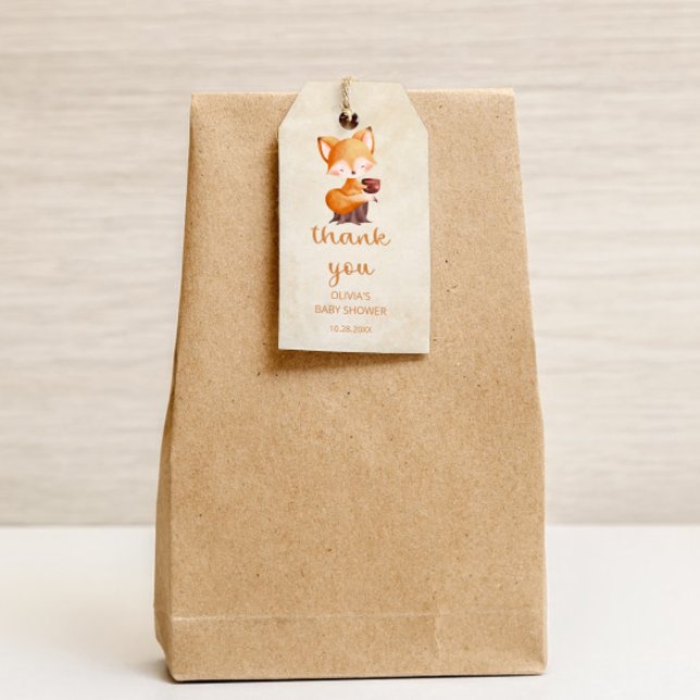 Étiquettes-cadeau Woodland Autumn Baby Fox Merci (Créateur téléchargé)