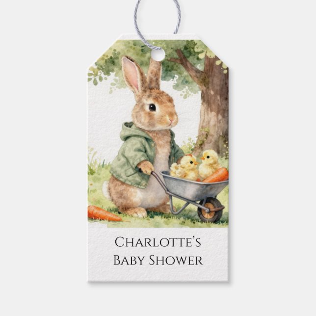 Étiquettes-cadeau Woodland Bunny Baby Shower Thank You (Devant)