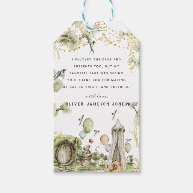 Étiquettes-cadeau Woodland Circus | Merci de fête d'anniversaire (Devant)