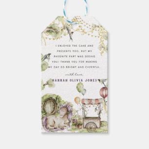 Étiquettes-cadeau Woodland Circus Unicorn Anniversaire Merci de fê