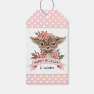 Étiquettes-cadeau Woodland Deer et la fête d'anniversaire de la fill