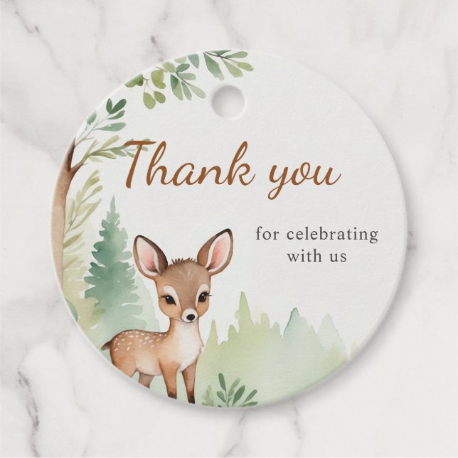 Étiquettes Cadeau Woodland Deer Forest Neutral Baby Shower (Devant)