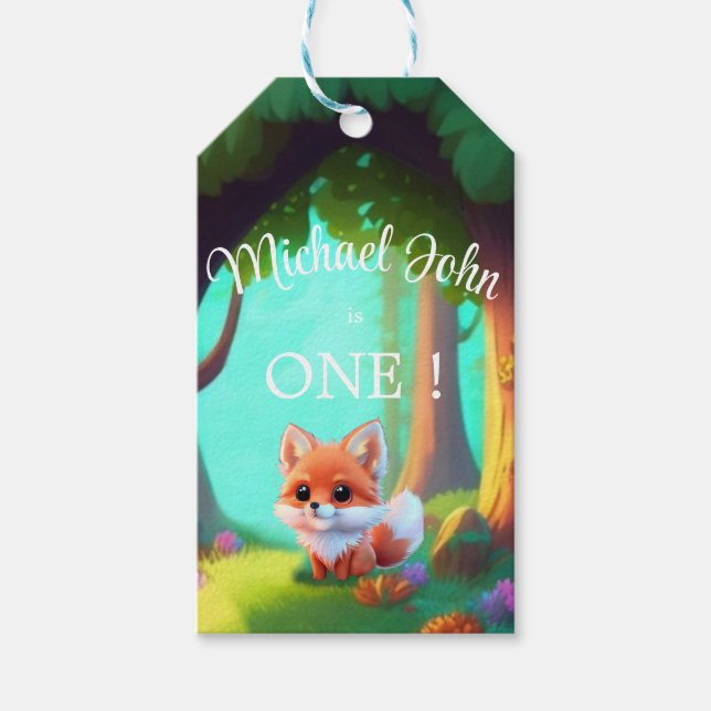 Étiquettes-cadeau Woodland forêt amis mignon bébé foin (Devant)