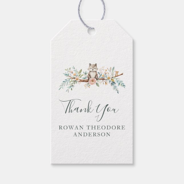 Étiquettes-cadeau Woodland Watercolor Animals (Devant)