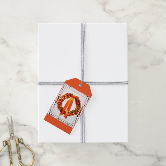 Étiquettes-cadeau Wreath d'automne (Avec de la ficelle)