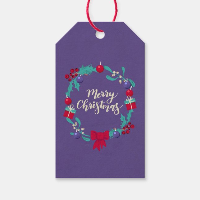 Étiquettes-cadeau Wreath de Noël (Devant)