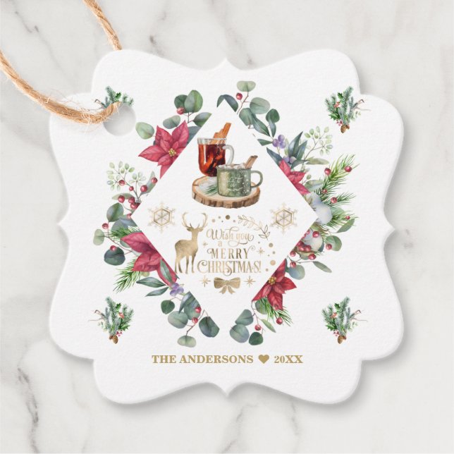 Étiquettes Cadeau Wreath Script Winter Vous Souhaite Un Joyeux Noël (Devant)