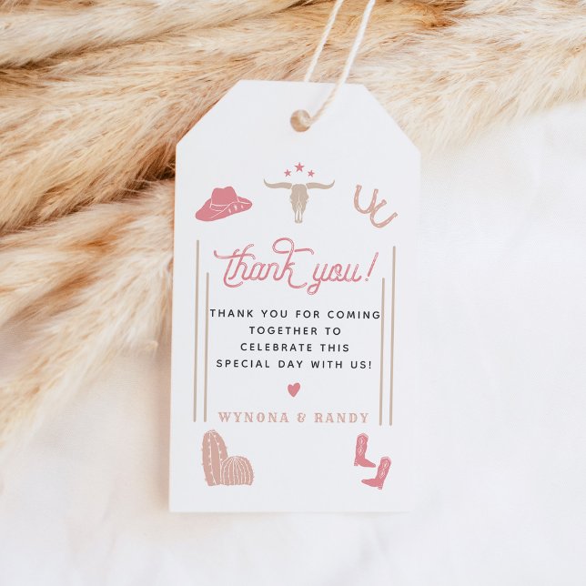 Étiquettes-cadeau WYNONA Blush Pink Boho Rodeo Cowgirl Thème (Créateur téléchargé)