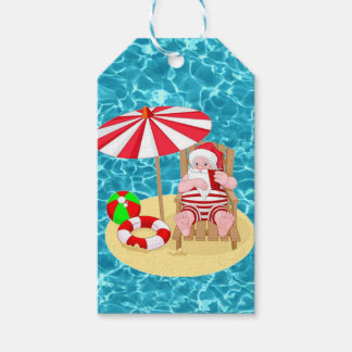 Étiquettes-cadeau xmas beach santa claus
