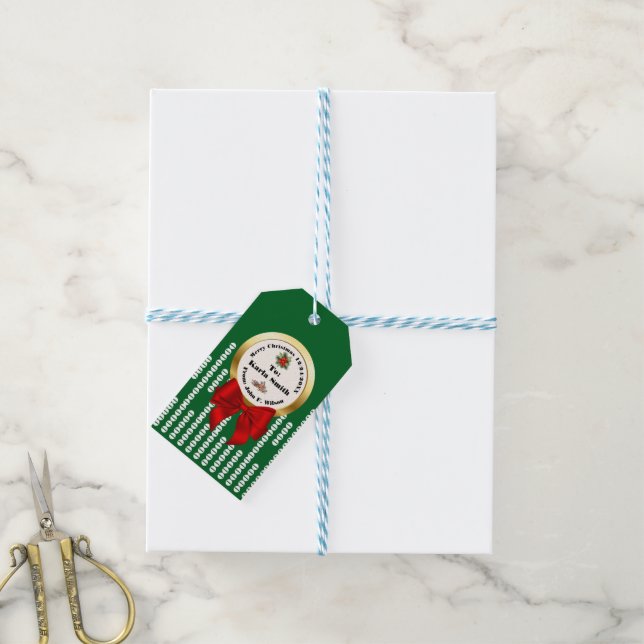 Étiquettes-cadeau XMAS GIFT BAG green & red numbers editable (Avec de laficelle)