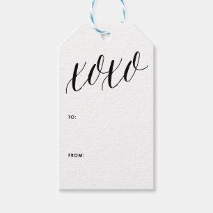 Étiquettes-cadeau XOXO Balise cadeau Black Modern Calligraphy