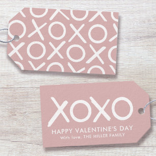 Étiquettes-cadeau XOXO Câlins et Bisous Rose Poussiéreux Saint-Valen