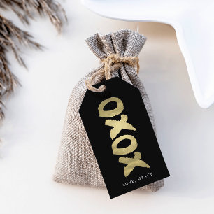 Étiquettes-cadeau XOXO Faux Gold & Black Modern Chic