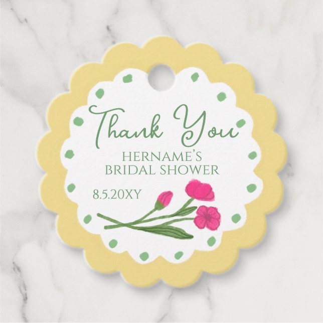 Étiquettes Cadeau Yellow Pink Floral Garden Whimsical Hand Painted (Devant)