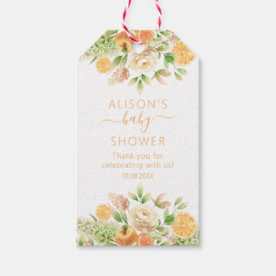 Étiquettes-cadeau Yellow rose Floral Greenery Girl Baby Shower