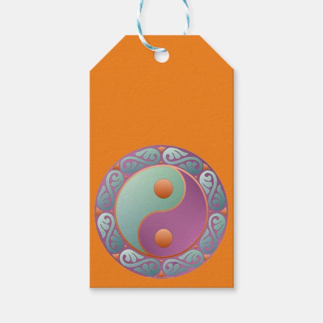 Étiquettes-cadeau Yin Yang Médaillon Violet Turquoise (Devant)
