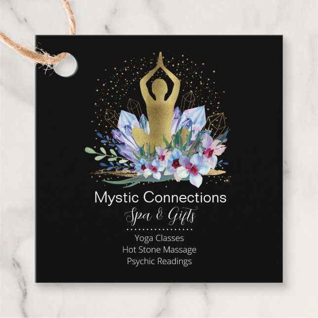 Étiquettes Cadeau Yoga Instructeur Energie Guérisseur Cristaux Reiki (Devant)