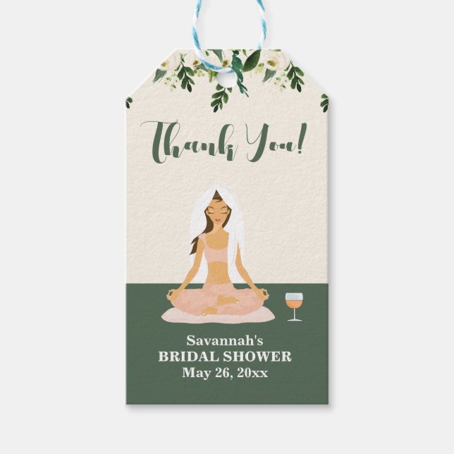Étiquettes-cadeau Yoga Mariée Mimosa Remerciements Enterrement de Vi (Devant)