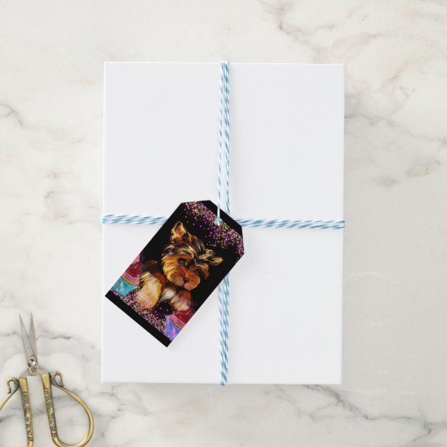 Étiquettes-cadeau Yorkie Poo (Avec de laficelle)