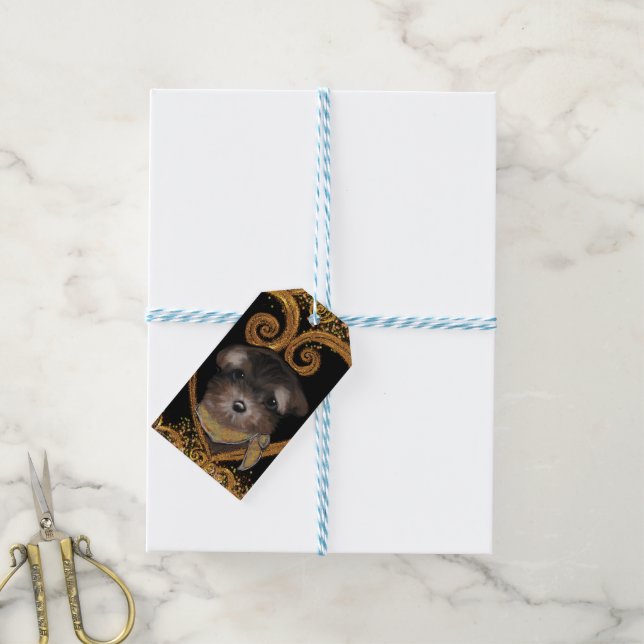 Étiquettes-cadeau Yorkie Poo (Avec de laficelle)
