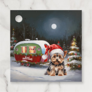 Étiquettes Cadeau Yorkshire Terrier Caravan Christmas Adventure