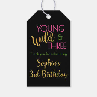 Étiquettes-cadeau Young Wild and Three Gift Tags 3e anniversaire