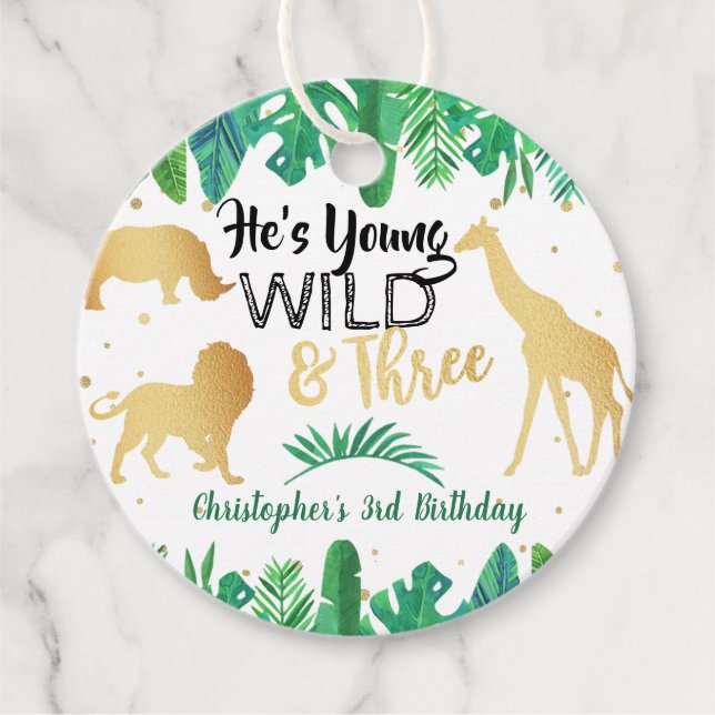 Étiquettes Cadeau Young Wild & Three Boys Troisième anniversaire (Devant)