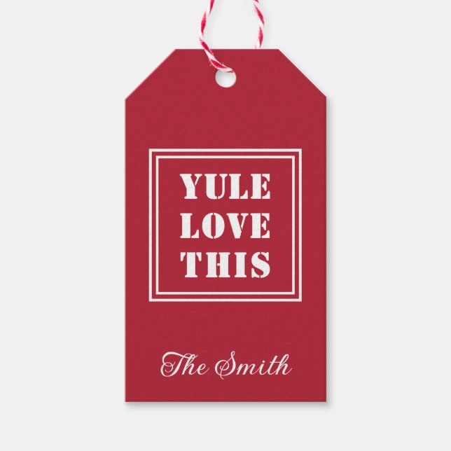 Étiquettes-cadeau YULE AIME PERSONNALISÉ CETTE Simple Typographie (Devant)