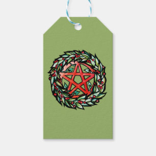 Étiquettes-cadeau Yule Wreath Pentacle Pagan Pentagram Holiday