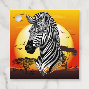 Étiquettes Cadeau Zebra African Savanna Wild Animal