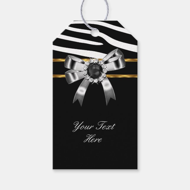 Étiquettes-cadeau Zebra Gold Black White Pearl (Devant)