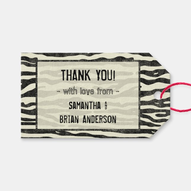 Étiquettes-cadeau Zebra Imprimer Merci Mariage Party Élégante bande (Devant (Horizontal))