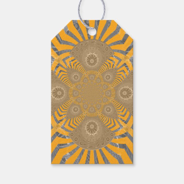 Étiquettes-cadeau Zephyr doré : Elégance en Jaune doré & Chrome (Devant)