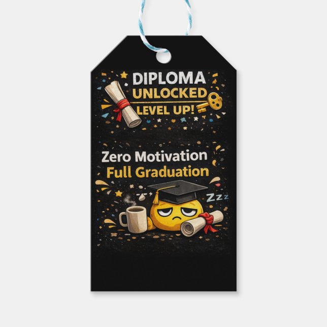 Étiquettes-cadeau Zero Motivation Full Graduation Funny Shirt  (Devant)